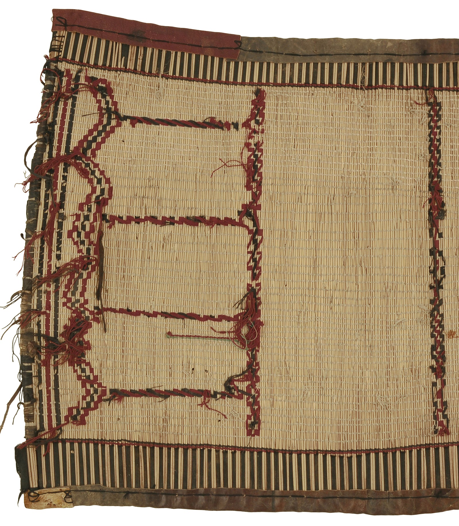 Handcrafted Tuareg Straw Mat From Niger - Authentic African Art From Sahara - angled shot