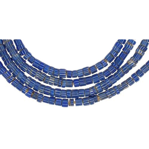 Old Strand Blue 4-L Chevron Venetian Glass Trade Beads SB-22075