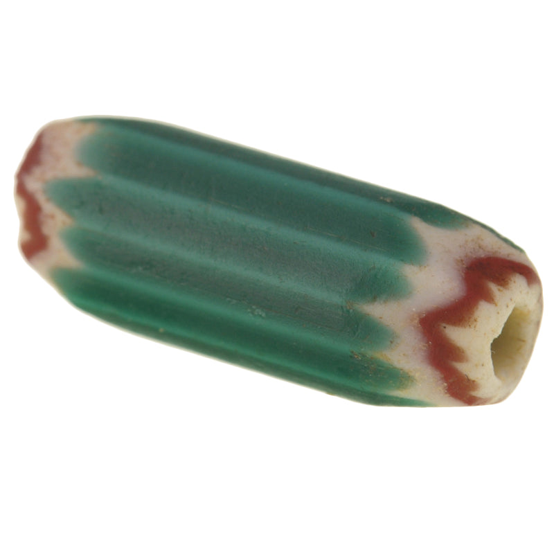 Antikgrün 4 Schichten Chevron venezianisch gezogenes Glas afrikanische Handelsperle SB-27064