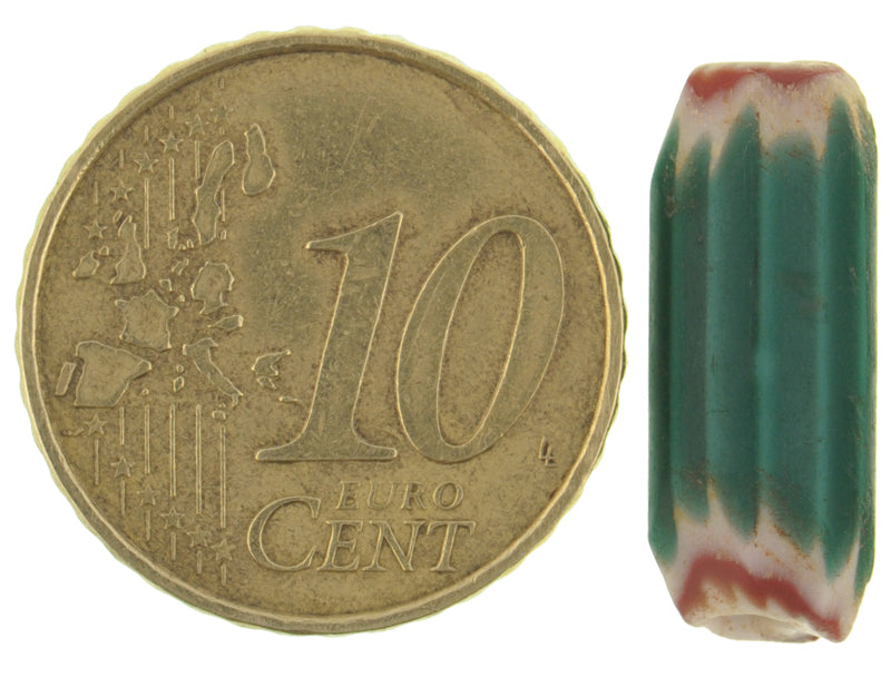 Antikgrün 4 Schichten Chevron venezianisch gezogenes Glas afrikanische Handelsperle SB-27064