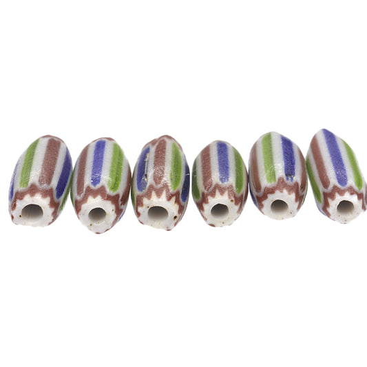 Nice Old ριγέ 4 στρώσεις Chevron Venetian Drawn Glass Beads African trade SB-27917