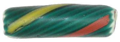 Σπάνια στριφτή 4L Green Chevron Venetian Glass Trade Bead SB-19678