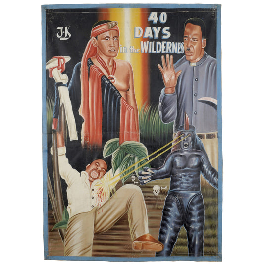 Гана Ручная роспись Постер фильма Африканское кино 40 DAYS IN THE WILDERNESS