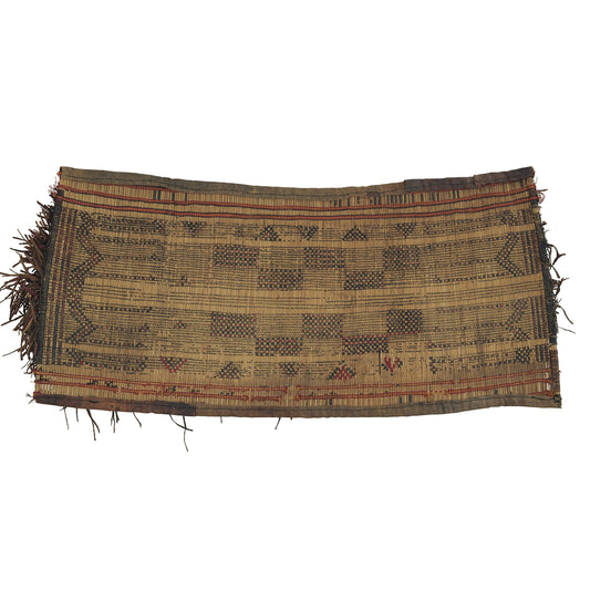 Vintage Tuareg Straw Mat with Leather Accents - Authentic African from Niger
