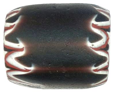 Antike seltene 5L schwarze Chevron venezianische Glashandelsperle SB-17237