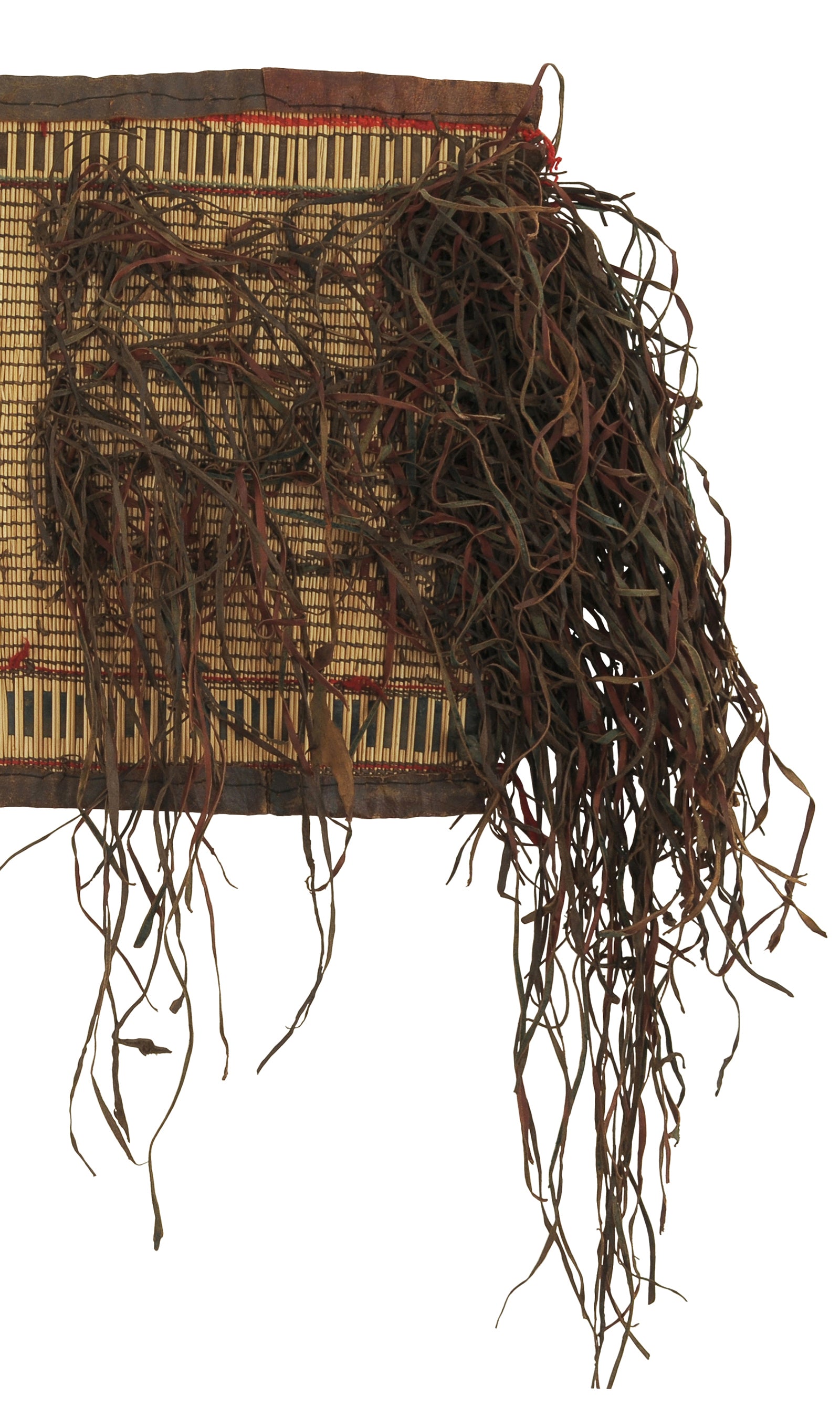 Traditional Tuareg Straw Mat With Leather Accents - Authentic Handcrafted Niger - product focus