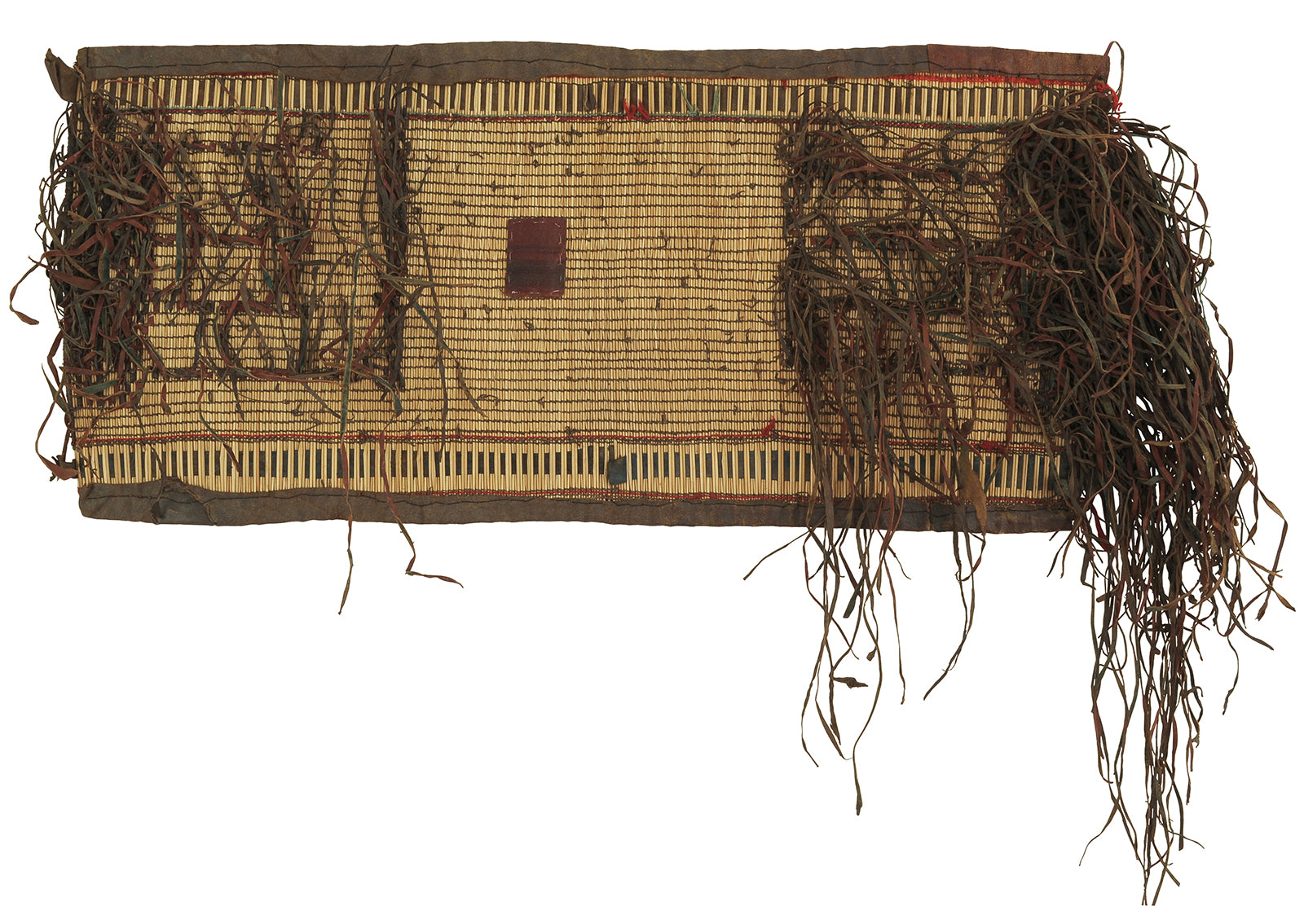 Traditional Tuareg Straw Mat With Leather Accents - Authentic Handcrafted Niger - alternate view