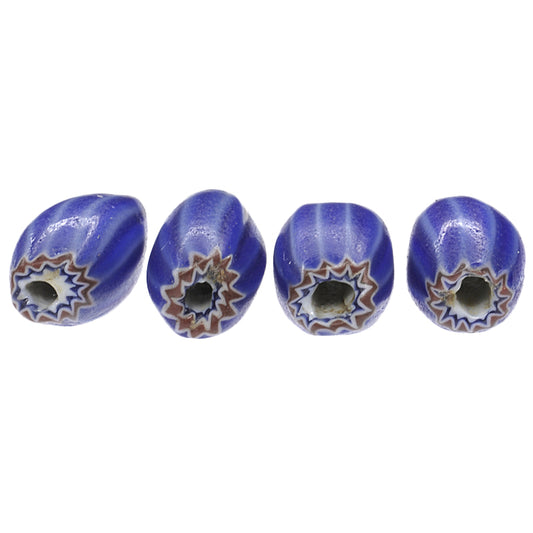 Rare vecchie perle di vetro veneziane blu Chevron a 6 strati commercio africano SB-26567