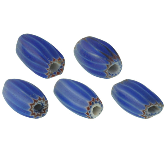 Nice Rare Old 6 layers Blue Chevron Venetian Glass Beads African trade SB-27573
