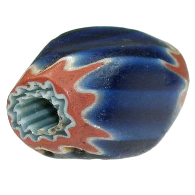Rare 7-Layer Twisted Square Blue Venetian Chevron Bead 18X11Mm