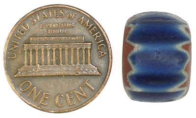Αντίκες 7-L Blue Chevron Βενετσιάνικο Glass Trade Beads 1pc SB-19086