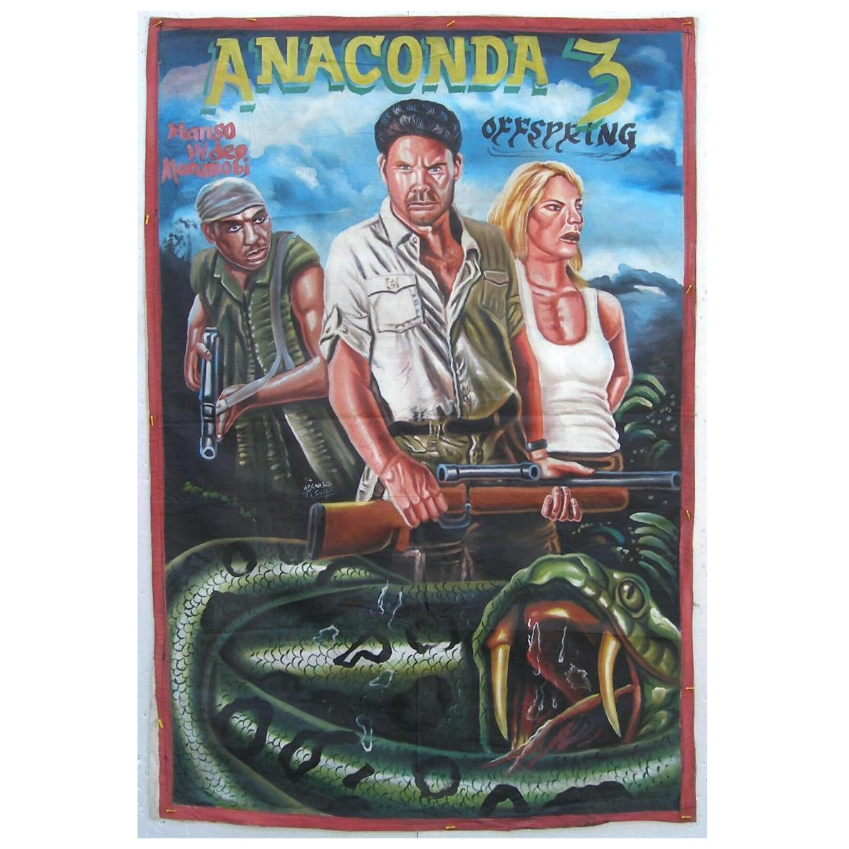 Anaconda 3 Movie Poster - Authentic Ghanaian Hand-Painted Art - horror scene artwork