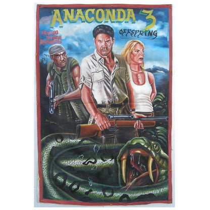 Anaconda 3 Movie Poster - Authentic Ghanaian Hand-Painted Art - horror scene artwork