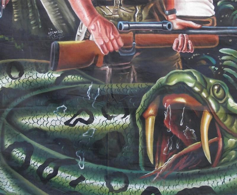 Anaconda 3 Movie Poster - Authentic Ghanaian Hand-Painted Art - close-up