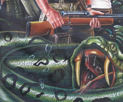 Anaconda 3 Movie Poster - Authentic Ghanaian Hand-Painted Art - close-up