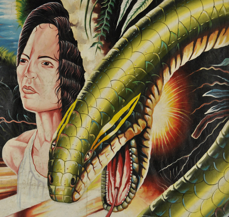 Anaconda movie poster hand painted in Ghana for the local film cinema details