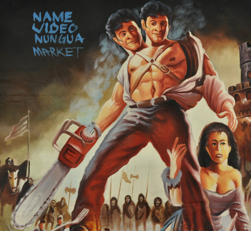 POSTER DEL FILM L'ESERCITO DELLE TENEBRE DIPINTO A MANO IN GHANA PER IL CINEMA LOCALE DETTAGLI