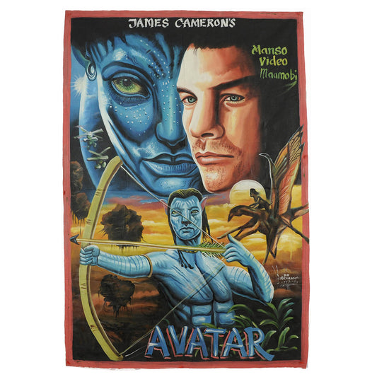 Afiche de la película Avatar pintado a mano en Ghana, África Occidental, para el cine local