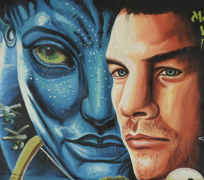 Avatar: Hand-Painted Ghanaian Movie Poster Art - 59" X 38 1/2" - close-up