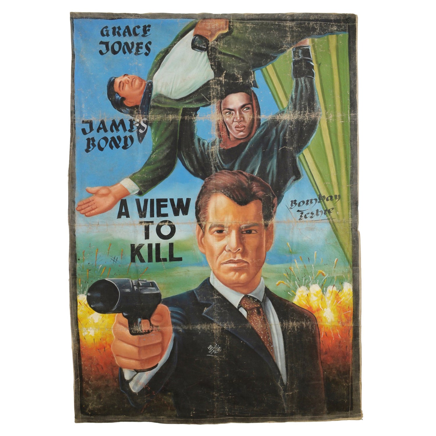 A VIEW TO KILL MOVIE POSTER 007 JAMES BOND HAND PAINTED IN GHANA