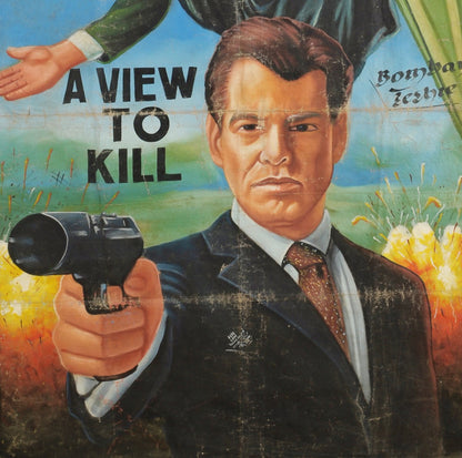 A VIEW TO KILL MOVIE POSTER 007 JAMES BOND HAND PAINTED IN GHANA DETAILS