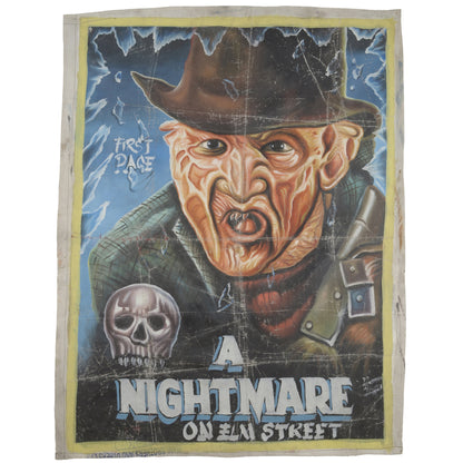 A Nightmare On Elm Street Hand-Painted Ghanaian Movie Poster - horror scene artwork