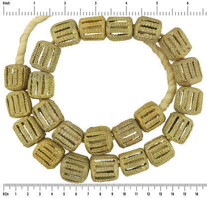 Handmade brass beads cubes Ashanti Asante African trade Ghana ethnic necklace XL