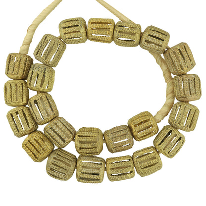 Handmade brass beads cubes Ashanti Asante African trade Ghana ethnic necklace XL
