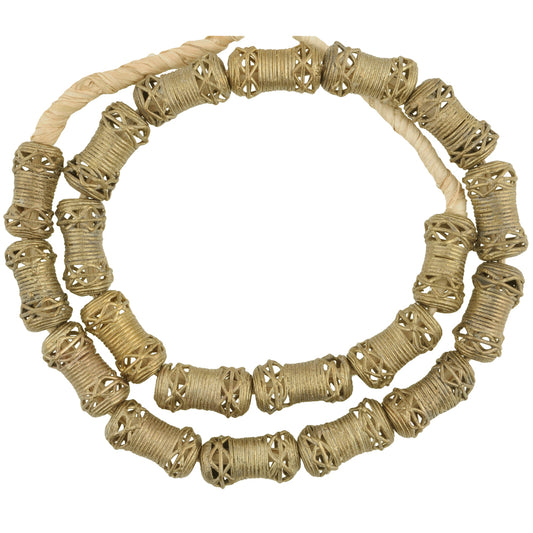 Messingperlen Afrikanische Handelsperlen Ghana Ashanti Akan Bronze Metallperlen Halskette SB-34194