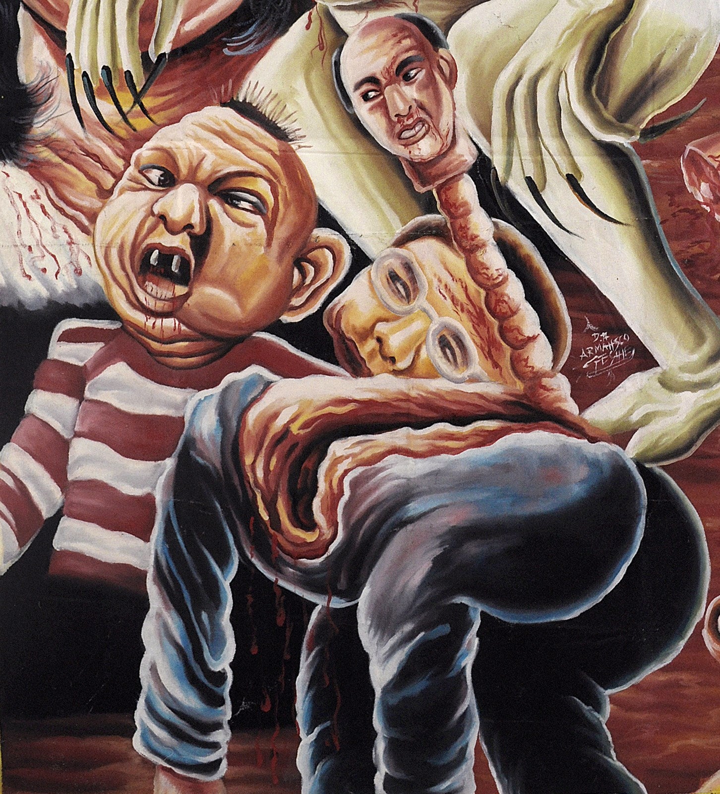 Hand-Painted Braindead Movie Poster - Ghanaian Art - close-up