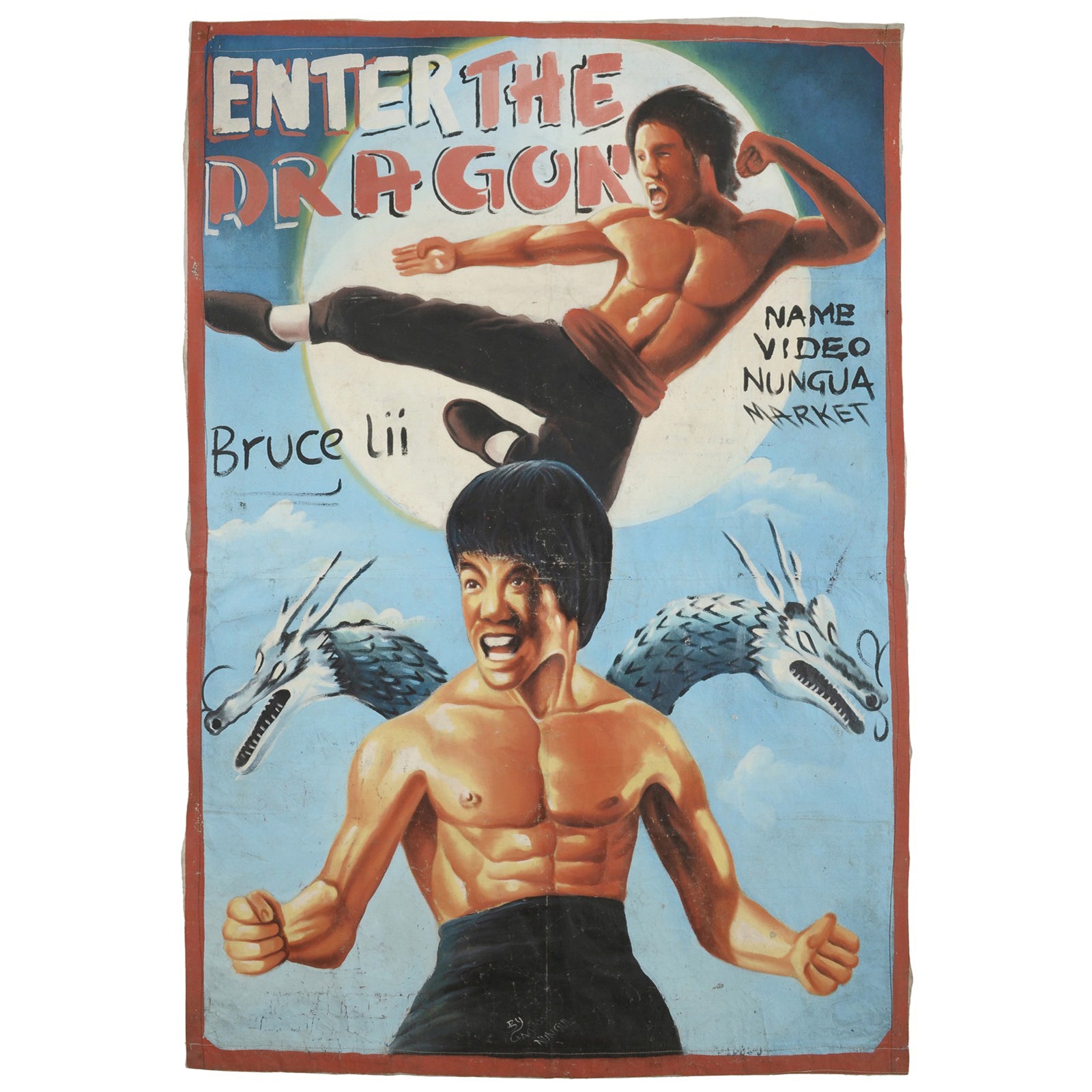 Authentic Bruce Lee Enter The Dragon Movie Poster - Hand-Painted In Ghana