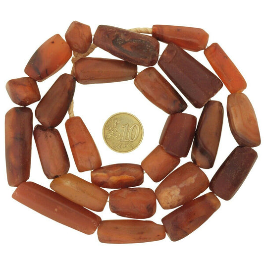 Antique Carnelian & Agate Trade Beads Strand – Vintage Cambay India, 25½″