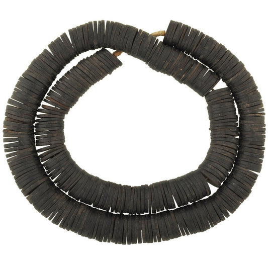 African trade beads old coconut shell slices heishi disks spacers Ghana tribal