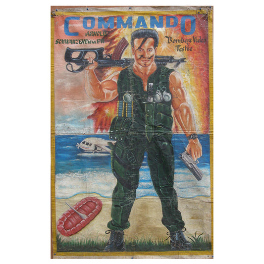 Commando-Filmplakat, handgemalt in Ghana für Kinofilm-Wandkunst