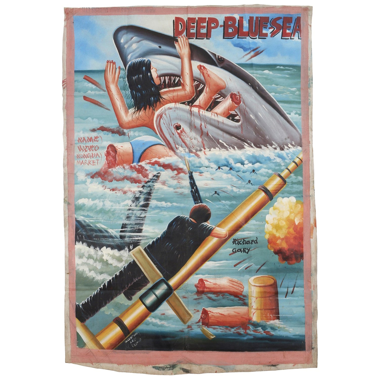 DEEP BLUE SEA MOVIE POSTER HAND PAINTED IN GHANA FOR THE LOCAL CINEMA