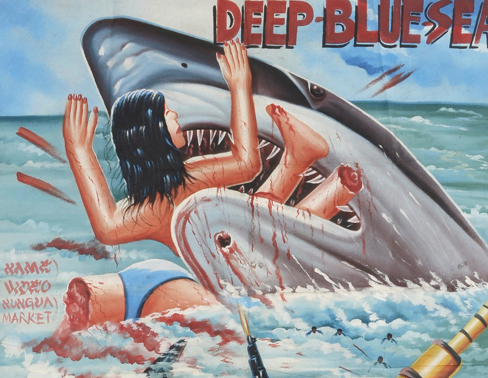 DEEP BLUE SEA MOVIE POSTER HAND PAINTED IN GHANA FOR THE LOCAL CINEMA DETAILS