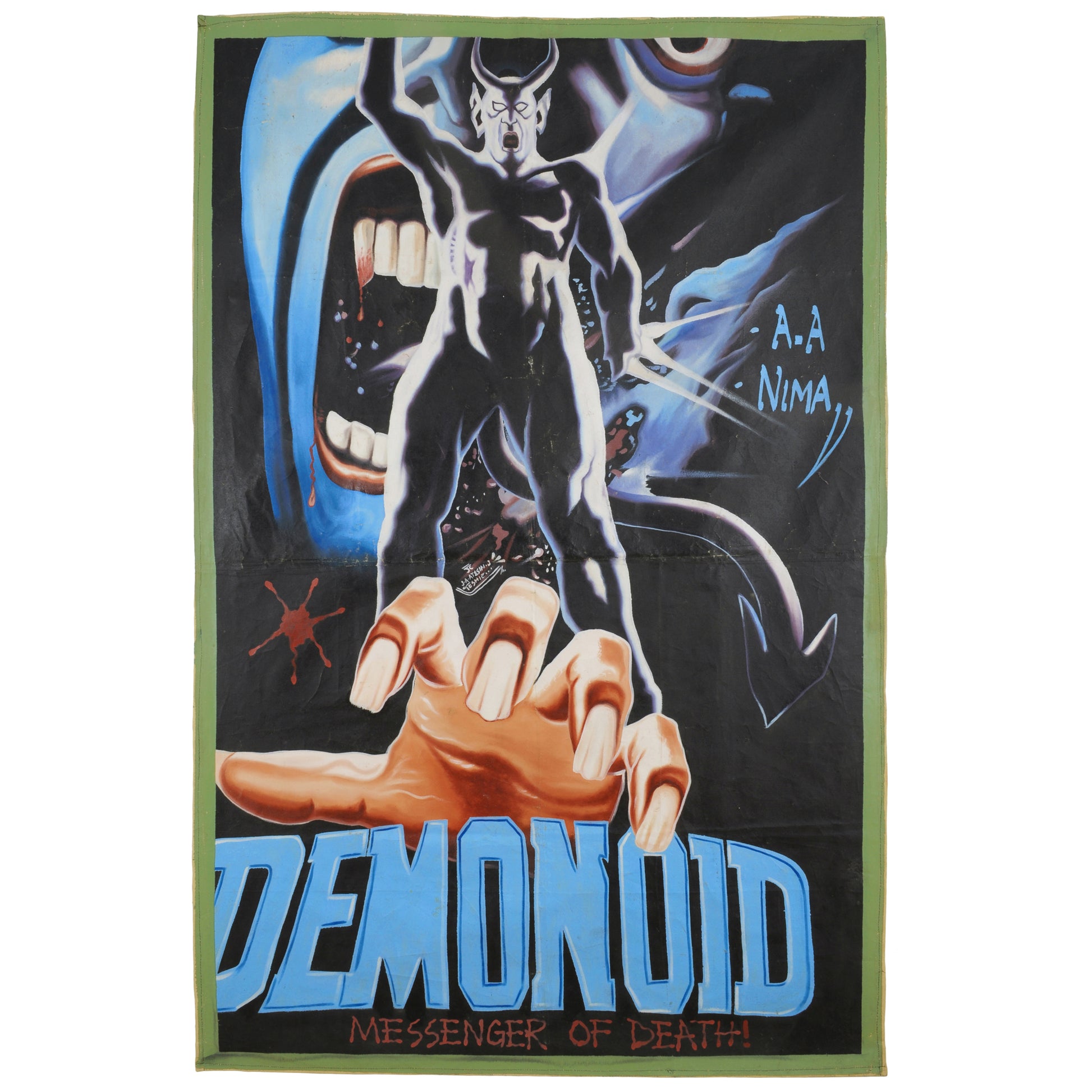 Demonoid Movie Poster - Original Ghana Hand-Painted Horror - horror scene artwork