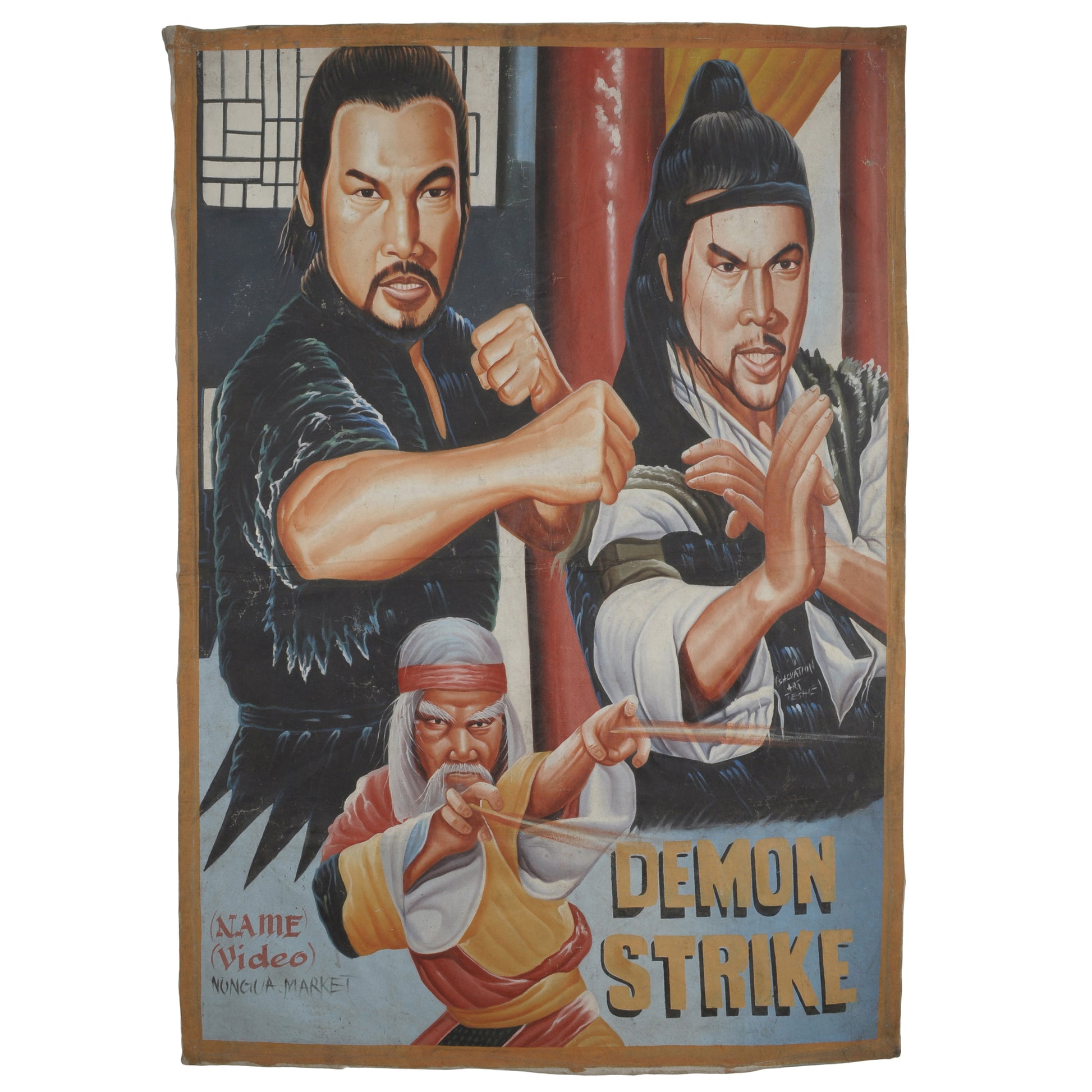 Demon Strike Movie Poster - Authentic Ghanaian Hand-Painted Art - horror scene artwork