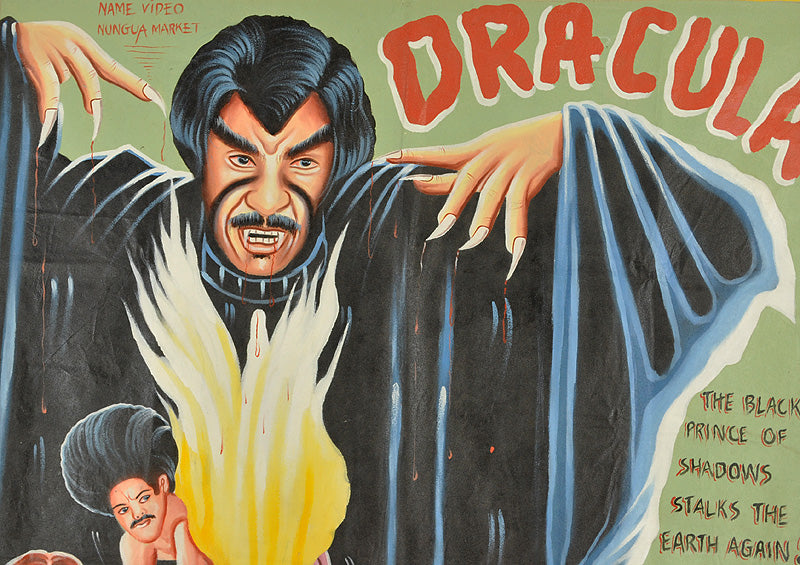 Scream Blacula Scream movie poster hand painted in Ghana details