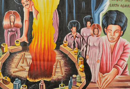 Scream Blacula Scream Hand-Painted Horror Movie Poster Ghana - close-up