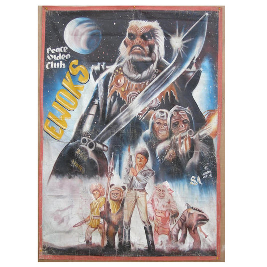 Ewoks La batalla de Endor cartel de la película star wars pintado a mano en Ghana