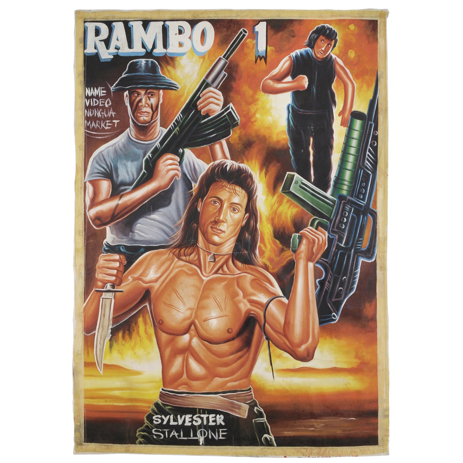 FIRST BLOOD MOVIE POSTER RAMBO HAND PAINTED IN GHANA FOR THE LOCAL CINEMA