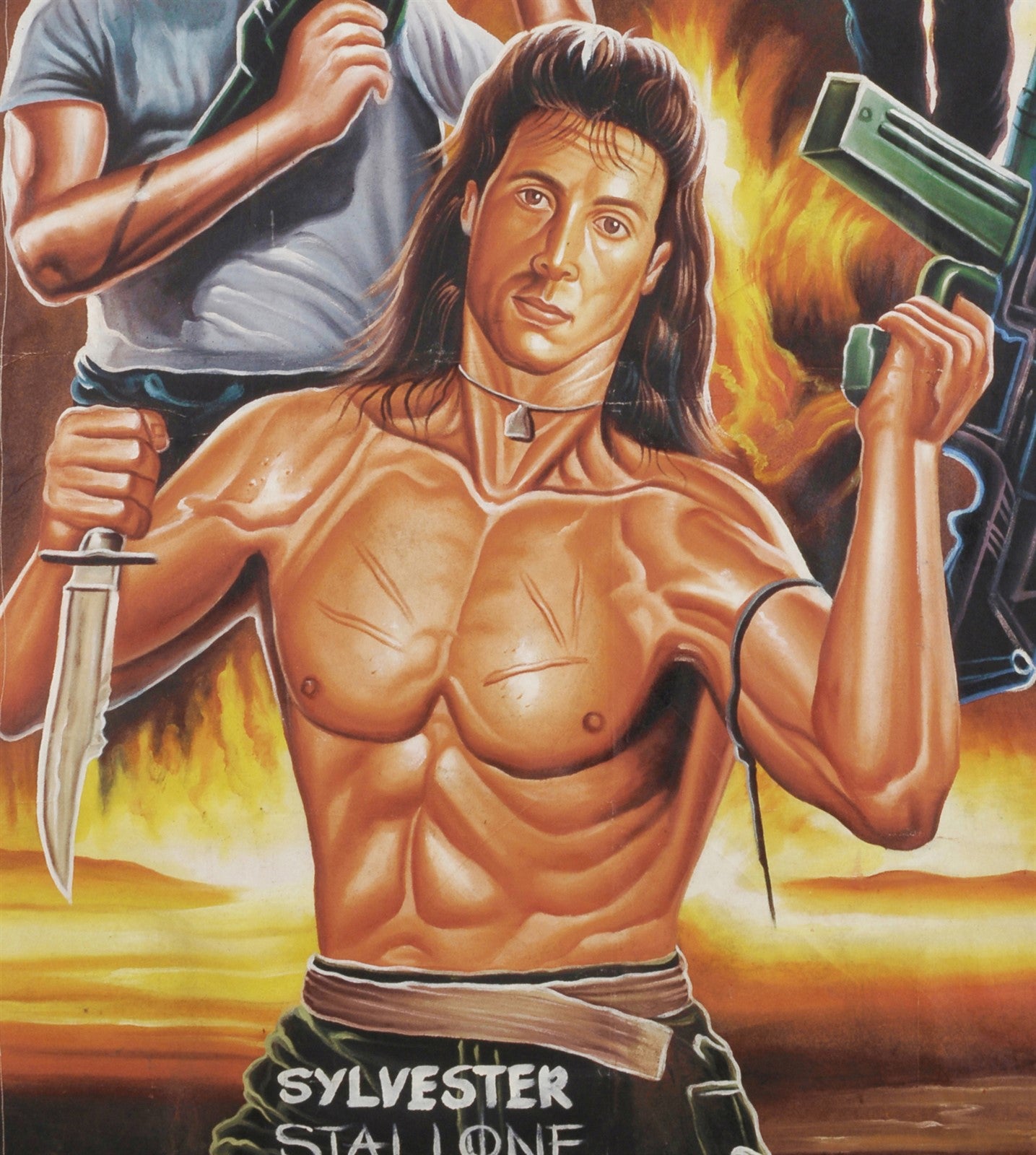FIRST BLOOD RAMBO MOVIE POSTER HAND PAINTED IN GHANA FOR THE LOCAL CINEMA DETAILS