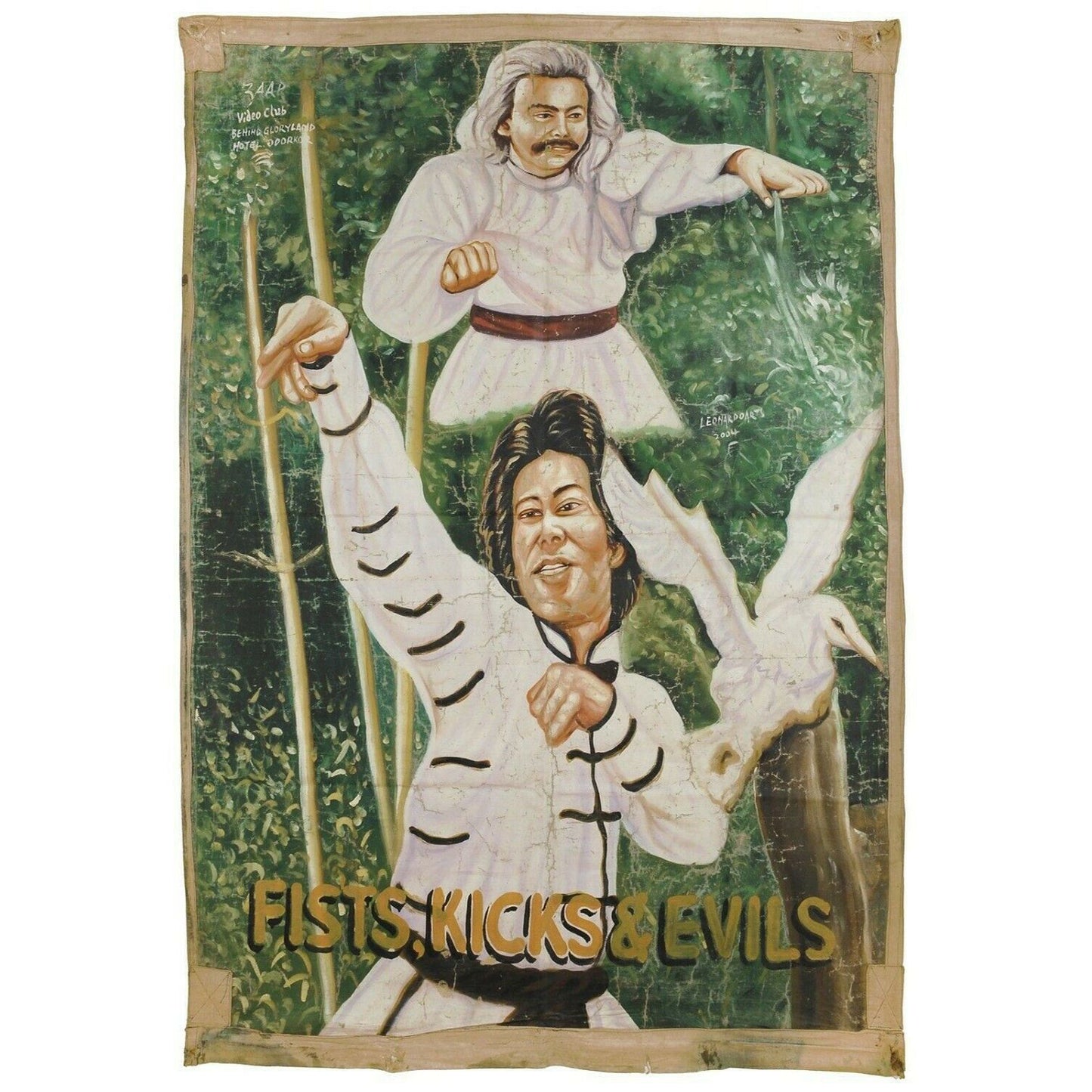 Раскрашенный вручную постер фильма Африканская краска мешок муки кино Кулаки пинают зло
