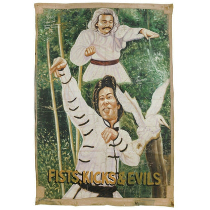 Раскрашенный вручную постер фильма Африканская краска мешок муки кино Кулаки пинают зло