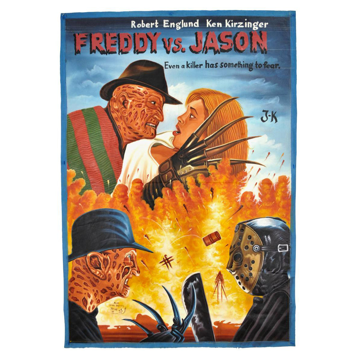 FREDDY VS JASON MOVIE POSTER HAND PAINTED IN GHANA FOR THE LOCAL CINEMA ART