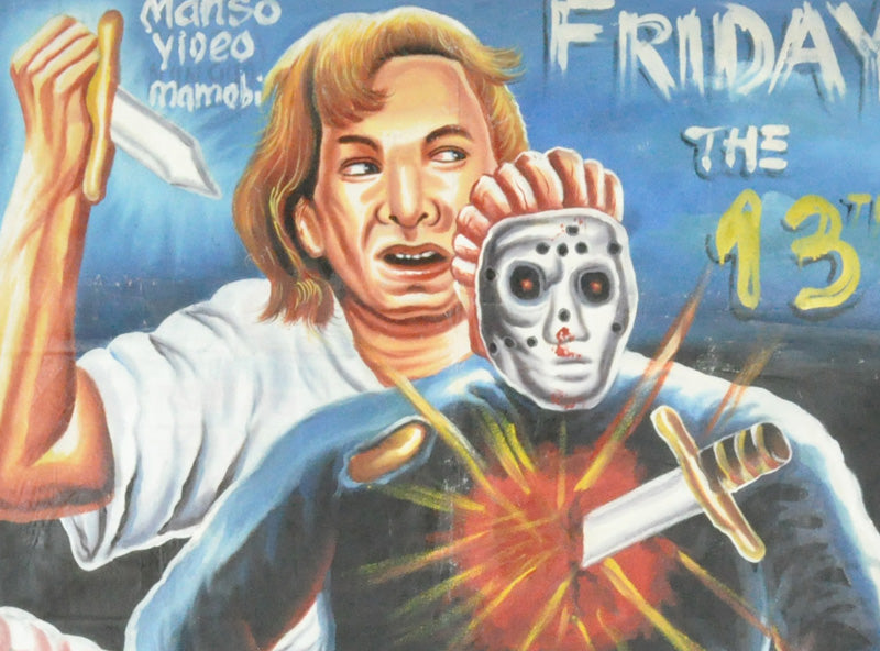 FRIDAY THE 13TH MOVIE POSTER HAND PAINTED IN GHANA FOR THE LOCAL CINEMA ART DETAILS