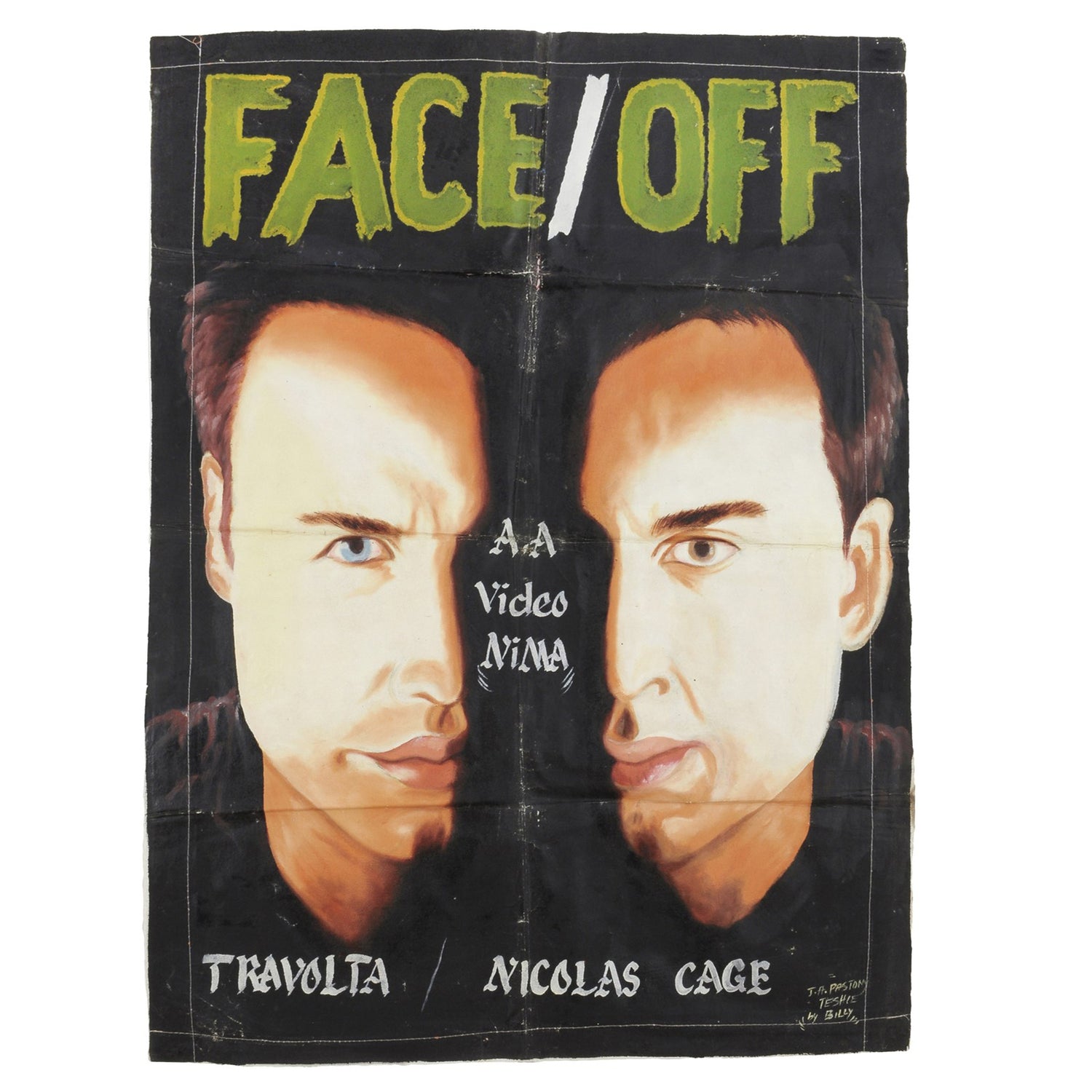 Affiche de film Face Off peinte à la main au Ghana Afrique de l'Ouest Cinema Art