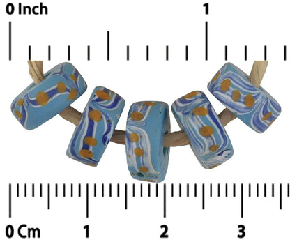 Rare Blue Fancy Venetian Lampwork Glass Trade Beads - Antique African - zoomed-in detail