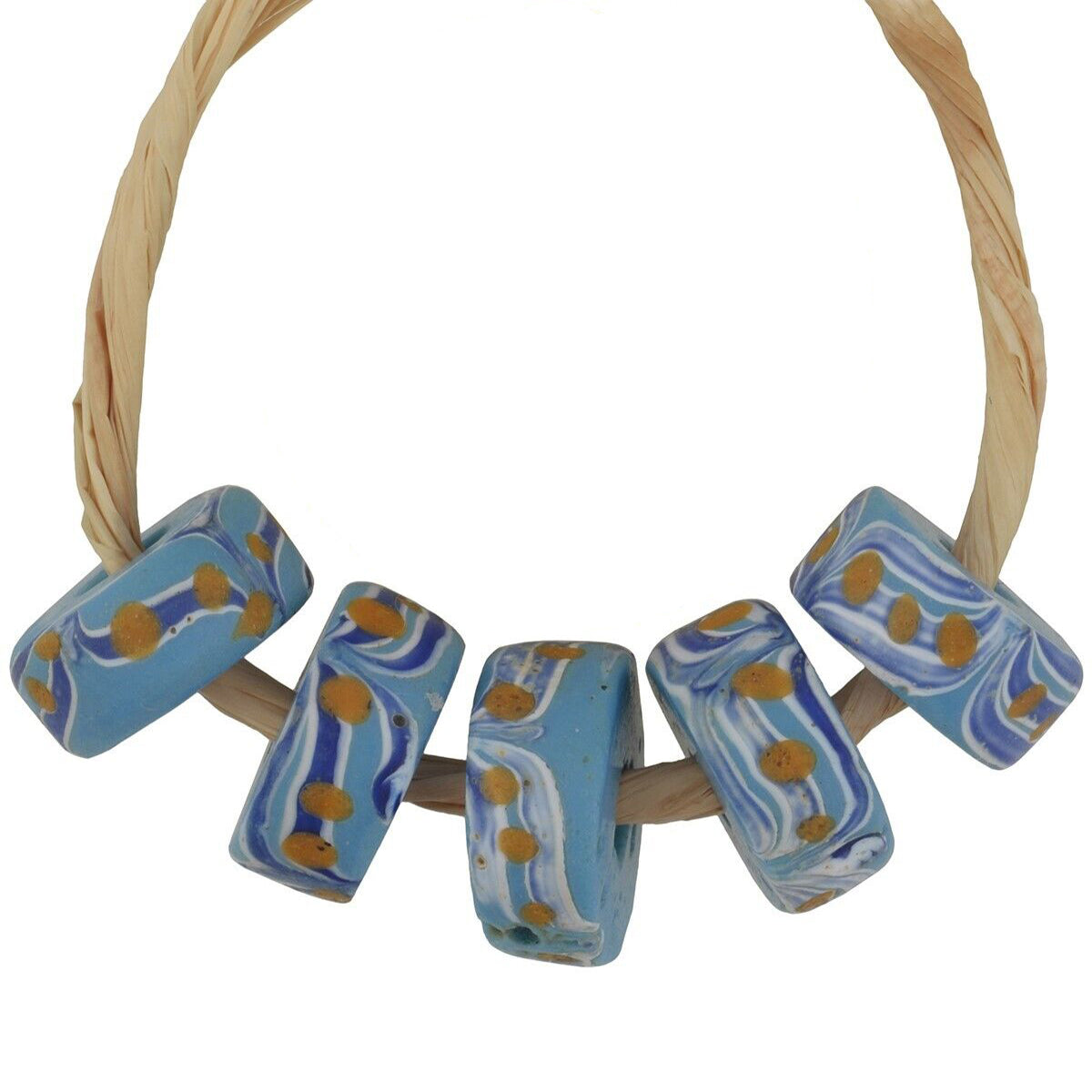 Rare Blue Fancy Venetian Lampwork Glass Trade Beads - Antique African